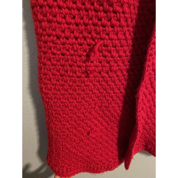 Vintage Handmade Crochet Sweater Vest Womens XL Red Chunky Open Front Granny - Picture 2 of 7
